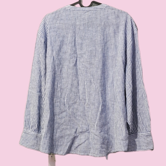 Treasure & Bond Stripe Long Sleeve Linen Blend Blouse - Picture 6 of 9